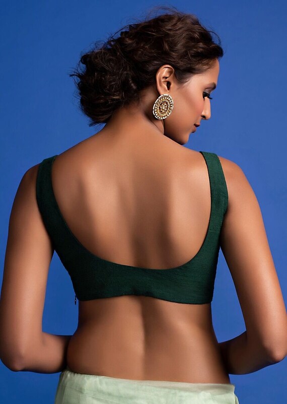 36 Size Green Sleeveless Saree Blouse 