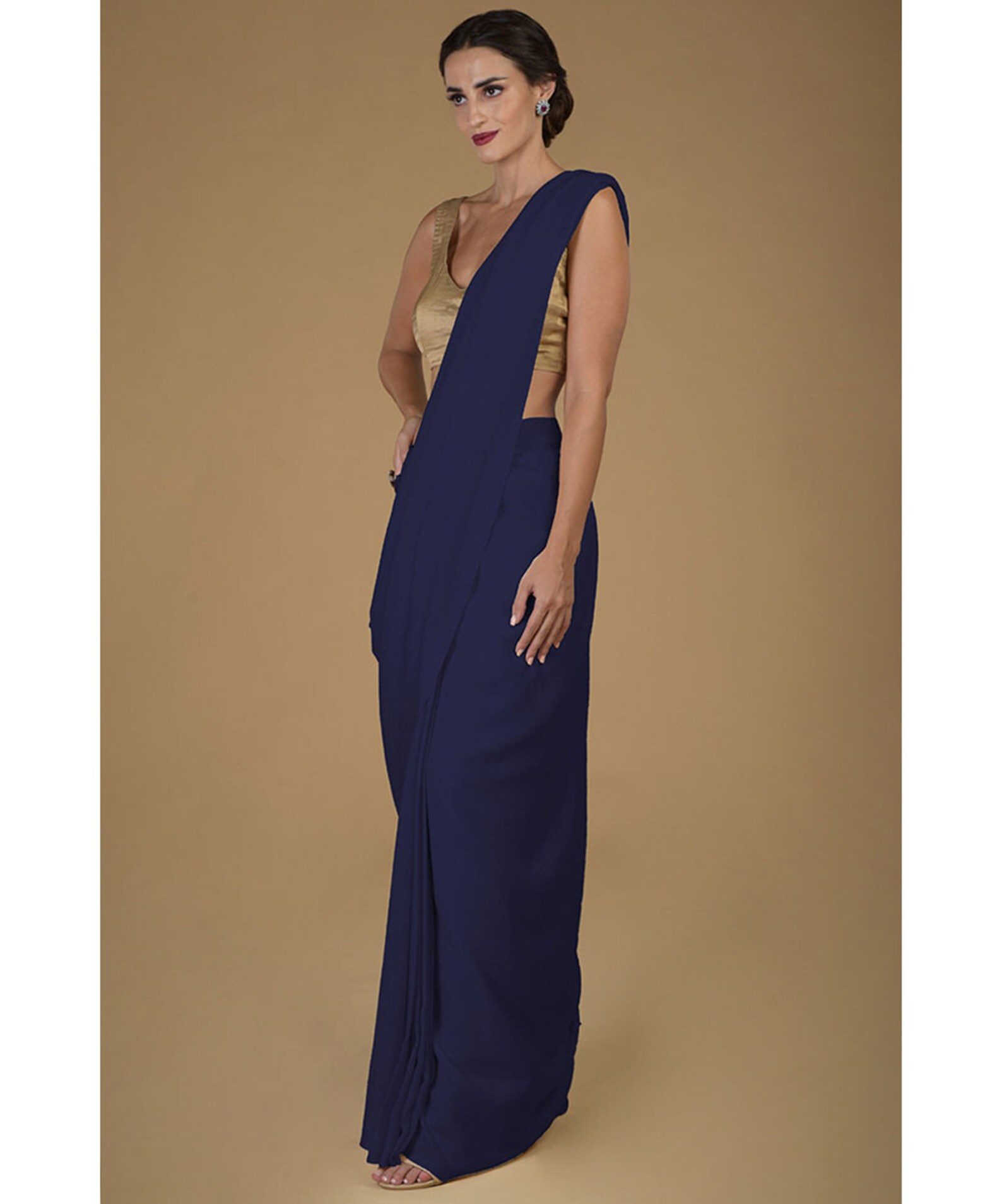 Blue Plain Satin Silk Saree Indian Saree Handwoven Silk Etsy