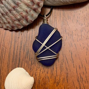Wire Wrapped Sea Glass / Genuine Sea Glass Pendant / Beach glass necklace