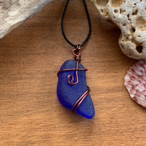 Wire Wrapped Sea Glass / Genuine Sea Glass Pendant / Beach glass necklace