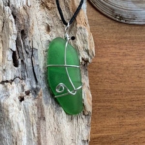 Wire Wrapped Sea Glass / Genuine Sea Glass Pendant / Beach glass necklace