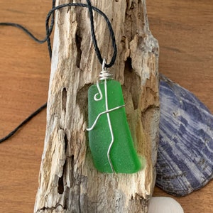 Wire Wrapped Sea Glass / Genuine Sea Glass Pendant / Beach glass necklace