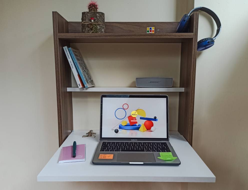 Wandmontierter Schreibtisch mit Lagerung Falten Hängen | Etsy