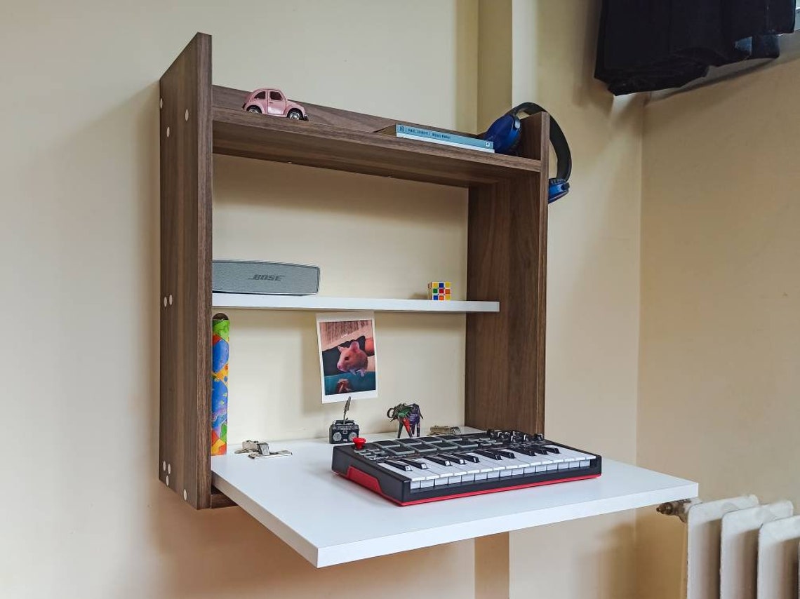 Wandmontierter Schreibtisch mit Lagerung Falten Hängen | Etsy
