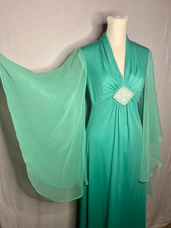 Vintage 1970s Emerald Green Dress - image 2