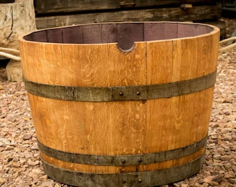 Wooden barrel - planter - ground, oiled