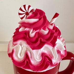 Peppermint Faux Whipped Cream Mug Topper Options