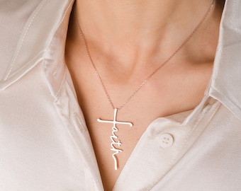 Faith Cross Necklace | Solid 925 Sterling Silver Religious Jewelry