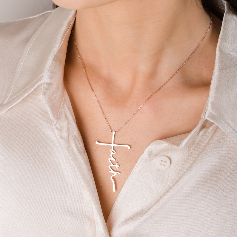 Faith Cross Necklace | Mothers Day | Birthday Gift | Gift for Mom | Religion Necklace | Religious Gift | Holy Necklace | Christian Jewelry 