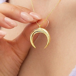 Upside Down Moon | Crescent Moon Necklace | Tusk Moon | Half Moon Necklace | Moon Necklace | Double Horn Necklace | Mothers Day