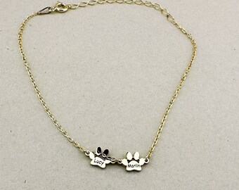 Pulsera de pata / Regalo para amantes de las mascotas / Pulsera con nombre de mascota / Pulsera de pata / Regalo para mamá perro / Regalo para mamá / Regalo de cumpleaños / Regalo lindo