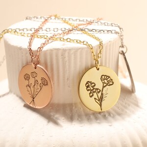 Geburtsblumen Halskette Familienkette Familienstrauß Blume Kombinierte Geburtsblume Geburtsmonatsblume Muttertagsgeschenk Geschenk für Mama Bild 1