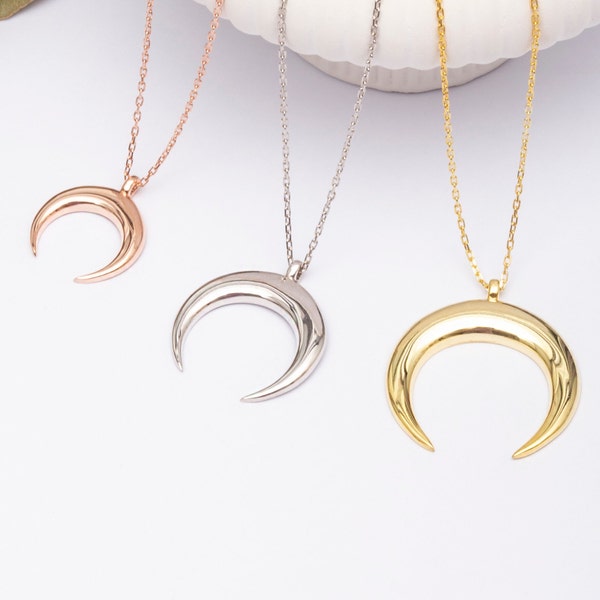 Upside Down Moon | Crescent Moon Necklace | Tusk Moon Necklace | Half Moon Necklace | Moon Necklace | Double Horn Necklace | Mothers Day