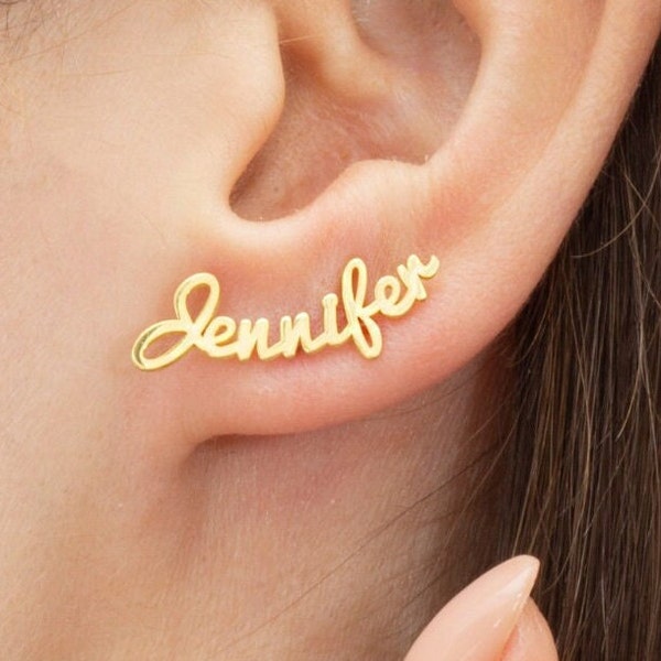 Custom Name Earring • Minimalist Earring • Gift for Mom • Stud Earring • Gift for Her • Mothers Day Gift • Gift for Mama • Curve Earrings