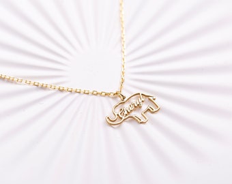 Elephant Necklace | Name Necklace | Elephant Charm | Birthday Gift | Lucky Charm | Mothers Day Gift | Gift for Her | Silver Gift | for Mom
