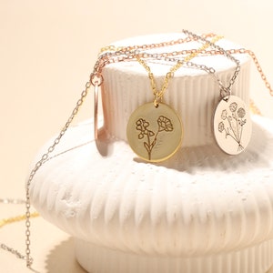 Geburtsblumen Halskette Familienkette Familienstrauß Blume Kombinierte Geburtsblume Geburtsmonatsblume Muttertagsgeschenk Geschenk für Mama Bild 10