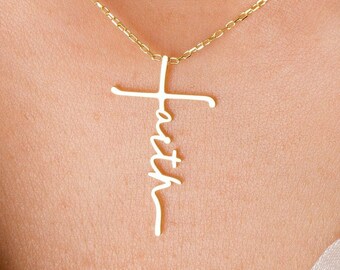Faith Cross Necklace | Birthday Gift | Christmas Gift | Religious Gift | Holy Necklace | Christian Jewelry | Mom&#39;s Day Gift | Mothers Day