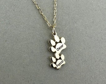 Paw Print Necklace | Charm Necklace | Pet Memorial Necklace | Multiple Pets Necklace | Gift for Her | Petlovers | Mother's Day |Gift for mom