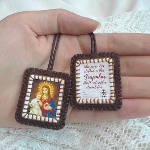 Brown Scapular of Our Lady of Guadalupe Religious Jewelry Virgin Mary Protection Necklace Catholic Baptism Confirmation Religious Gifts