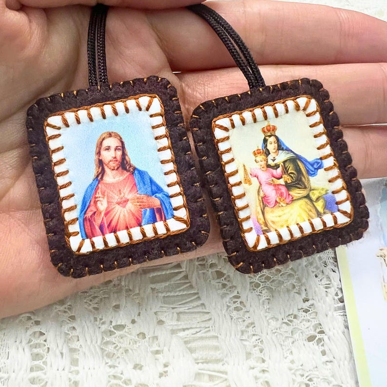 Sacred Heart of Jesus and Our Lady of Mt Carmel Brown Scapulars ...