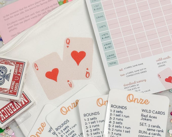 Onze Card Game - Full Game Set With Scoring Pad, Playing Cards, Round ...