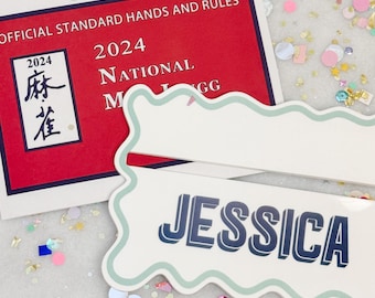 CUSTOM Mahjong Line Reader Accessory (Great Gift!) Wavy Edge with a Monogram