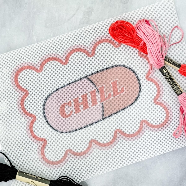 Chill Pill Printed Needlepoint Canvas