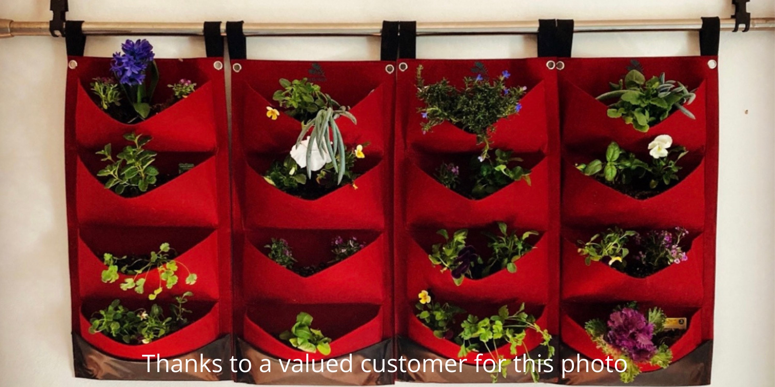 Red Felt Vertical Grow Bags 2 Pack X 4 Pocket Ideal for Etsy New Zealand