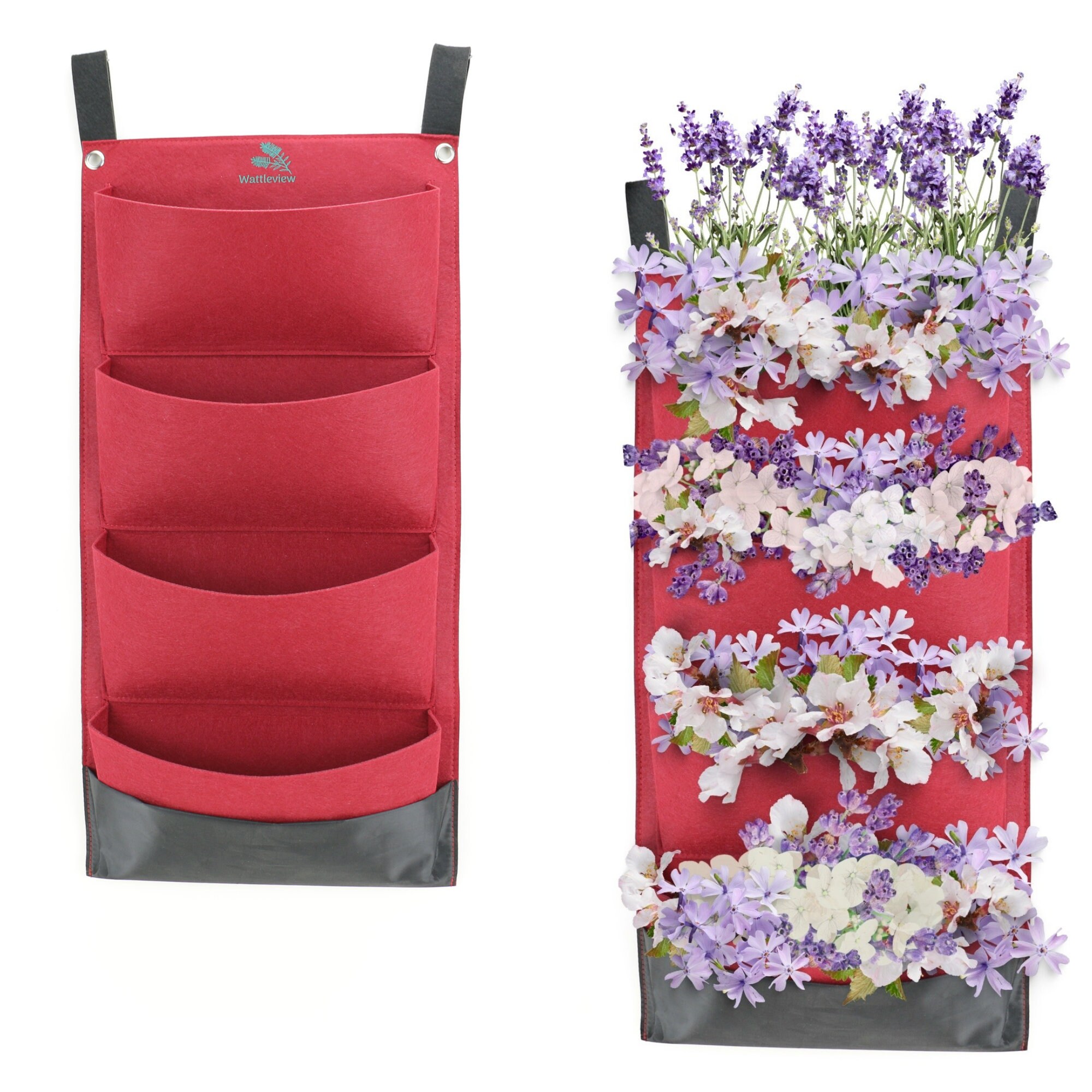 Red Felt Vertical Grow Bags 2 Pack X 4 Pocket Ideal for Etsy Australia