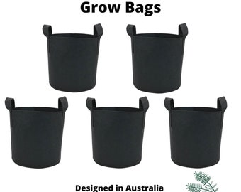 Felt Grow Bag Planters 11L/3Gallon 5 Pack Black