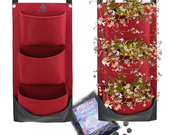 Bolsa de cultivo vertical de fieltro: Maceta colgante de 3 bolsillos