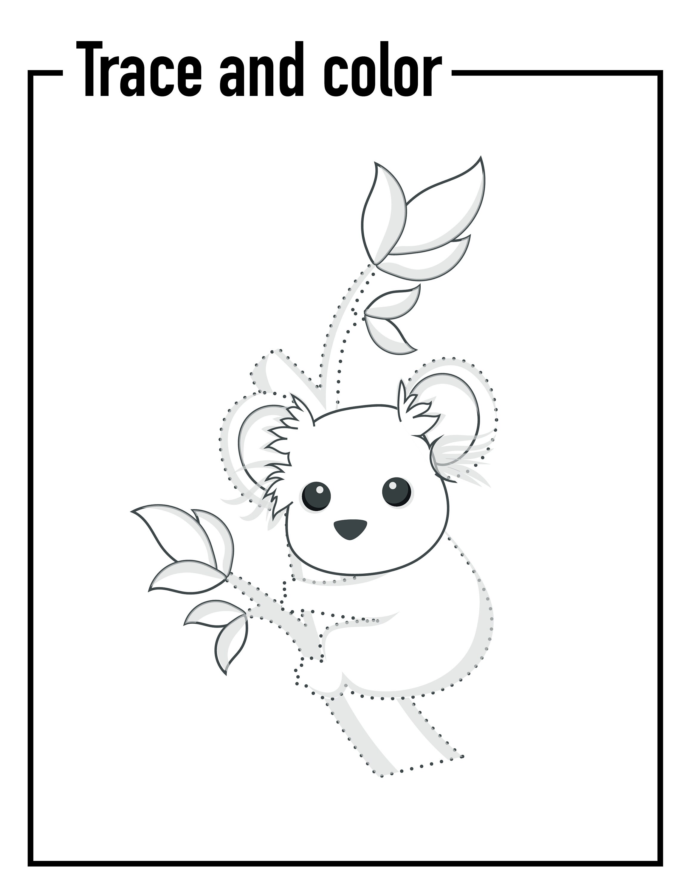 Easy Printable Trace and Color Cute Animals | Etsy
