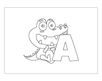 Łatwa do wydrukowania kolorowanka alfabetu dla dzieci, e-book