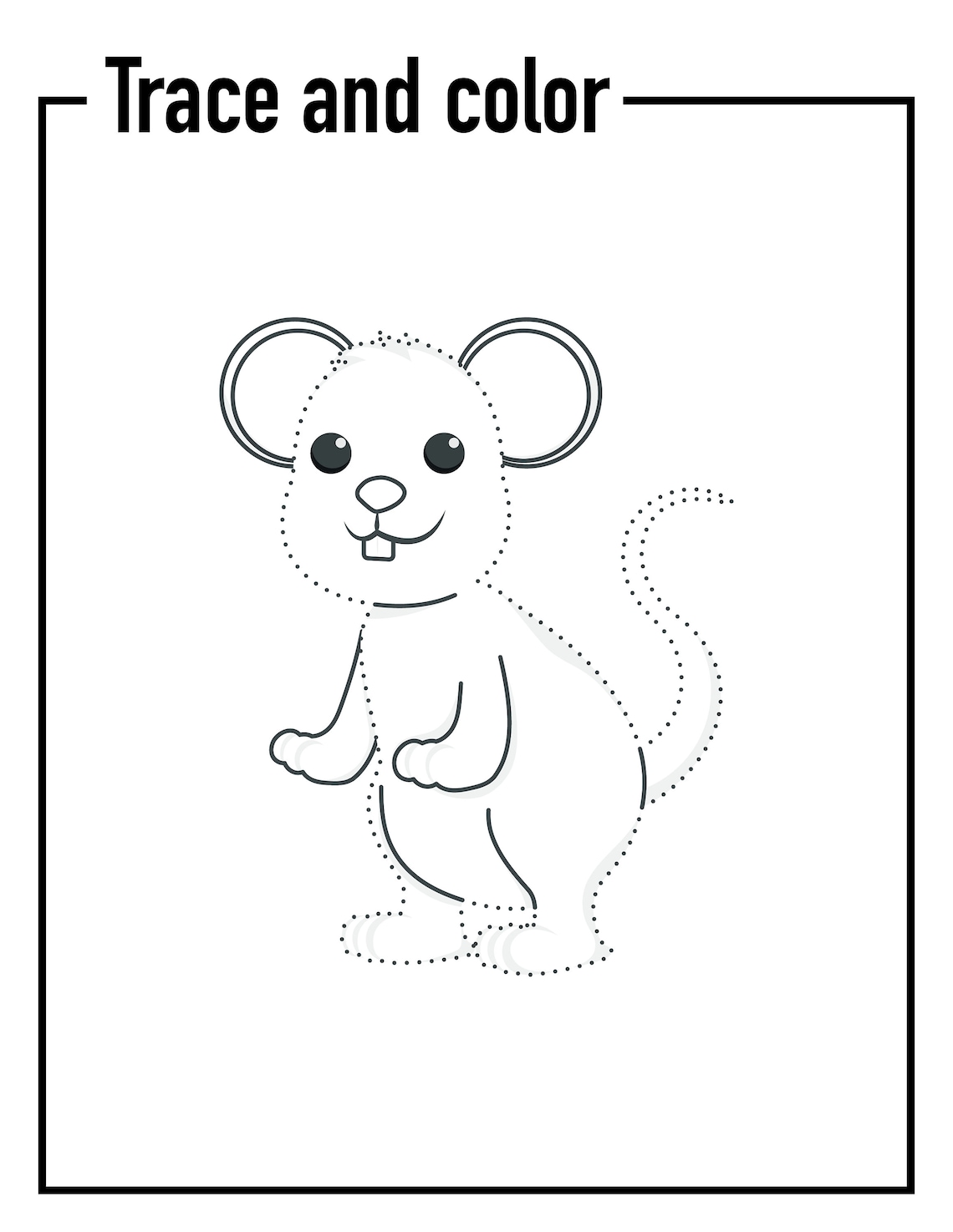 Easy Printable Trace and Color Cute Animals | Etsy