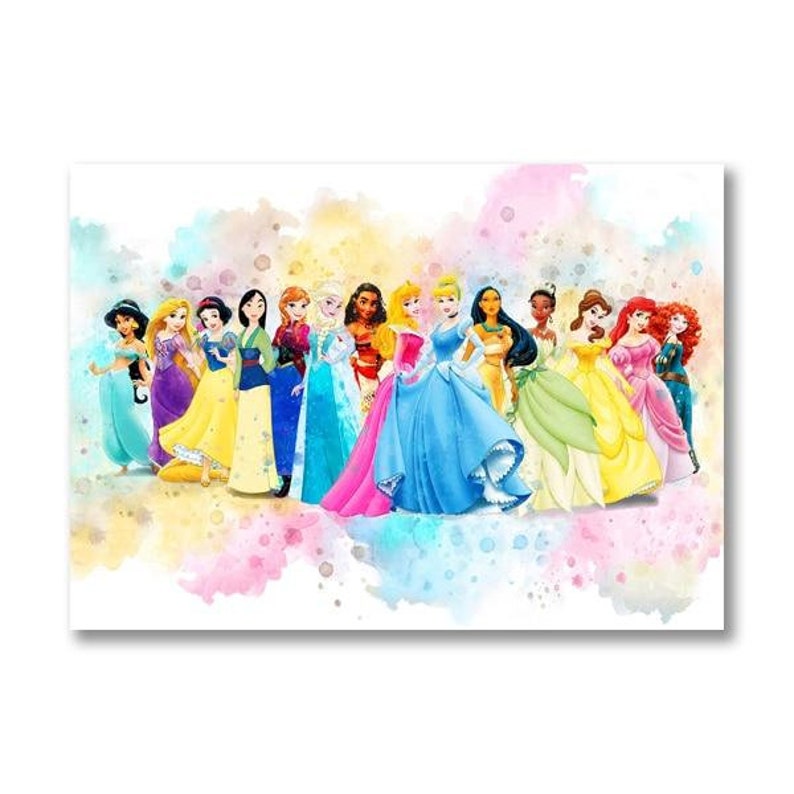 Disney Princess Wall Art Canvas Girl Decor Disney Prints Etsy