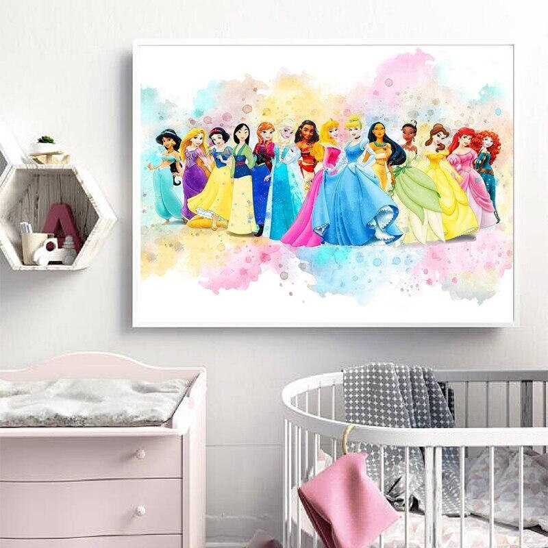 Disney Princess Wall Art Canvas Girl Decor Disney Prints Etsy