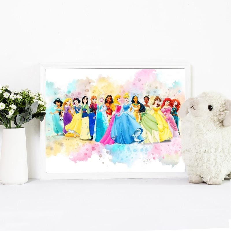 Disney Princess Wall Art Canvas Girl Decor Disney Prints Etsy