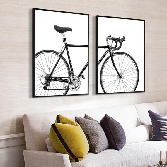 Bicycling Home Decor Bicycle Black Framed Wall Art Print 