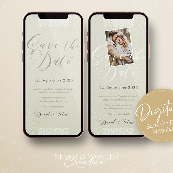 Grafik Design Save the Date digitale Karte Hochzeit Bild Foto Karte Brautpaar Einladung Liebe template Wedding invitations Destination