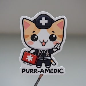 Adesivos de gato de emergência paramédico para laptop de ambulância, diário engraçado de RCP da semana do paramédico, presentes para estudantes de resgate médico EMT, presente kawaii