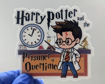 Magical overtime wizard sticker: medical, doctor, nurse, lab tech, healthcare funny lab student gifts, water bottle cute journal