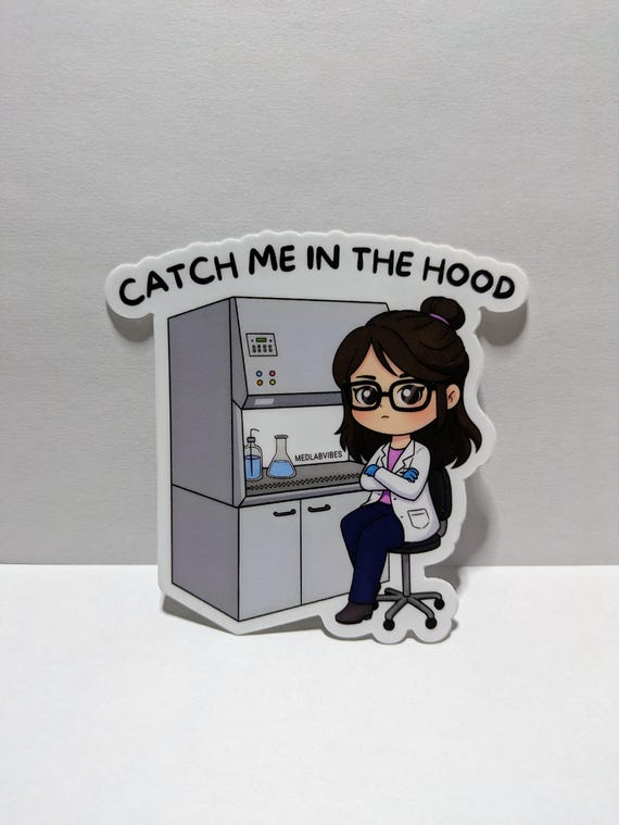 Lab Tech Sticker, Medical Laboratory Microbiology Sticker, Female Scientist at Biosafety Cabinet, Science Gift for Healthcare Nurses