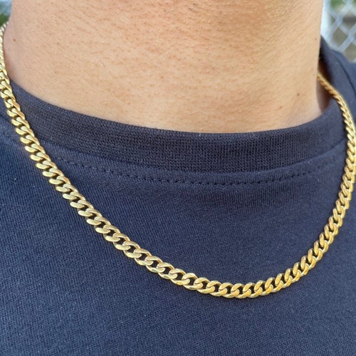 18K Gold 5mm Cuban Link Chain Necklace 