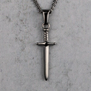 Silver Dagger Pendant Chain Necklace Stainless Steel - Mens Sword Pendant