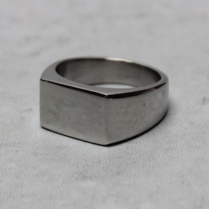 Silver Rectangle Signet Ring Stainless Steel 7-12 / Classic Silver Ring / Pinky Ring / Blank Ring / Mens Ring Gift Unisex