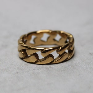 Gold Cuban Link Ring 7-12 Stainless Steel / Curb Ring / Gold Band Ring / Mens Ring Gift