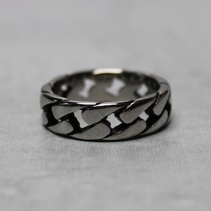 Silver Cuban Link Ring 7-12 Stainless Steel / Curb Ring / Silver Band Ring / Mens Ring Gift