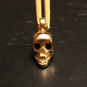 18K Gold Skull Pendant Chain Necklace Stainless Steel - Mens Small Pendant