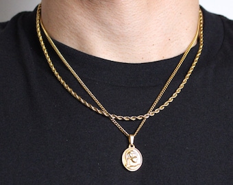 18K Gold Compass Pendant Chain Necklace Stainless Steel - Etsy