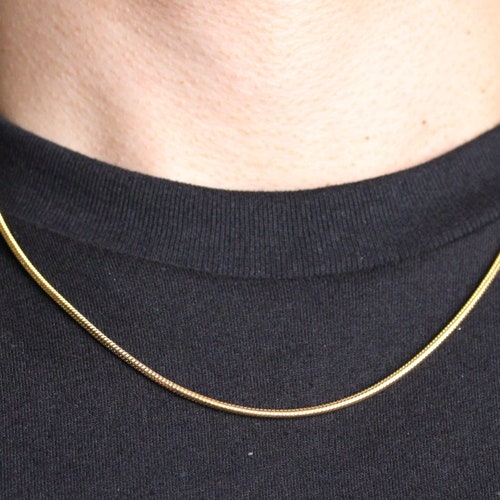 Gold 2mm Snake Chain Necklace 18 20 22 24 Stainless Steel / Etsy